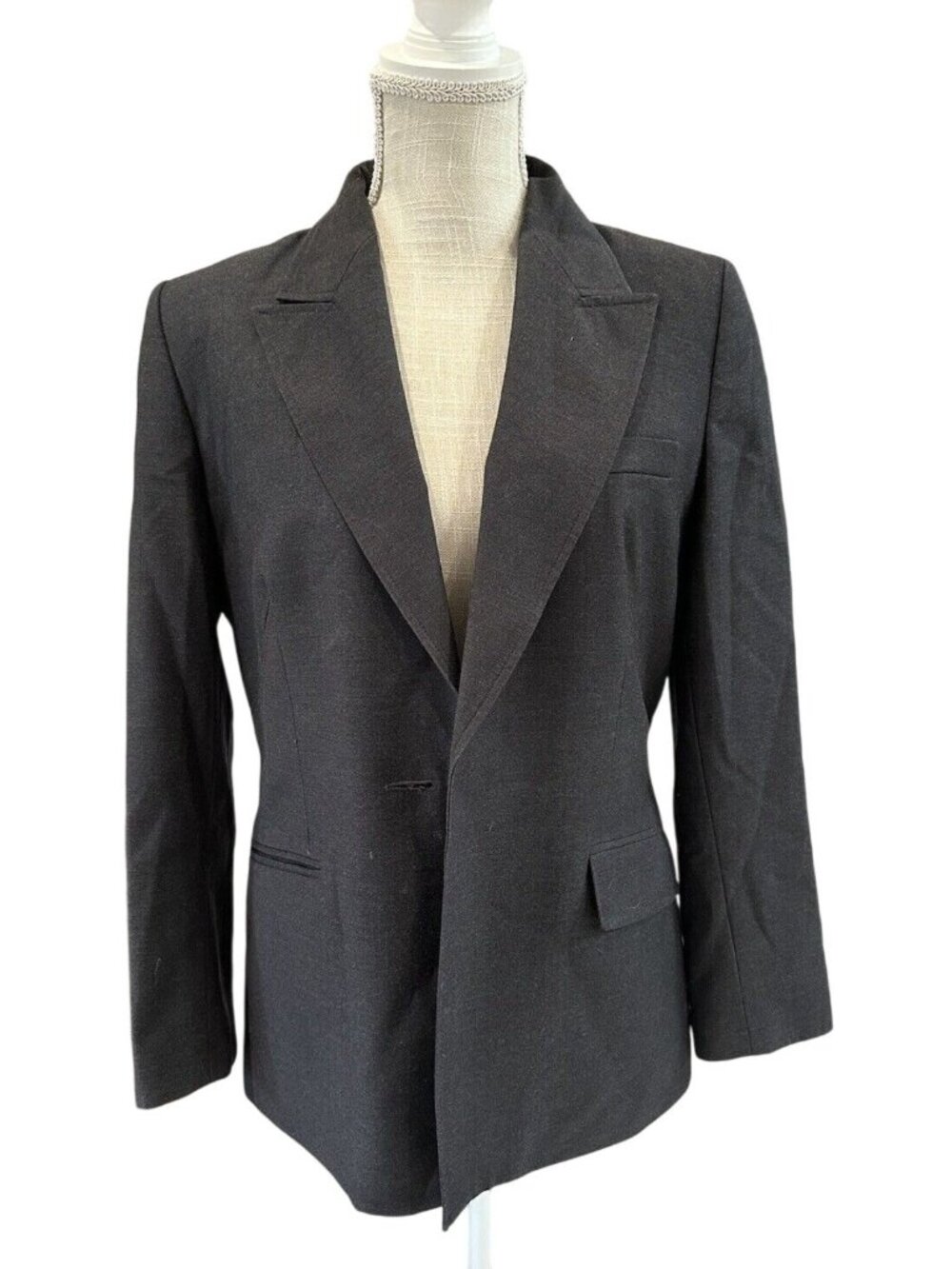 Kasper Womens Dark Gray Polyester Blend Blazer Jacket Size 10